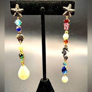 Gorgeous Betsey Johnson Dangling Multicolored Earrings-Never Used-Perfect Cond